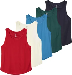 Real Essentials 5 Pack: Men's Mesh Y-Back Muscle Tank Top - Gym Workout & Bodybuilding Fitness (Available in Big & Tall)