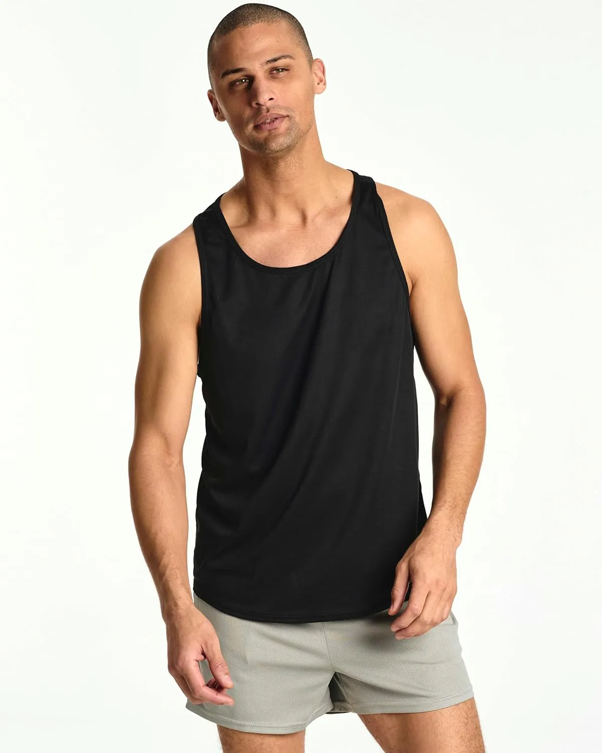 Real Essentials 5 Pack: Men's Mesh Y-Back Muscle Tank Top - Gym Workout & Bodybuilding Fitness (Available in Big & Tall)