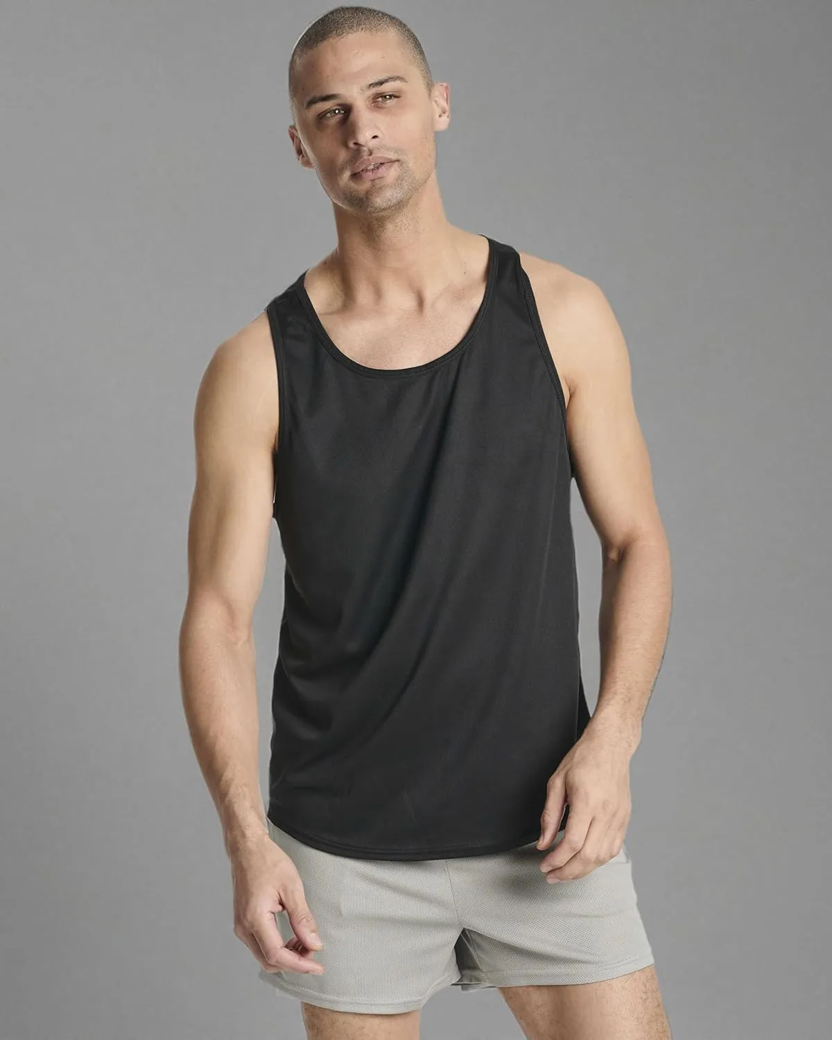 Real Essentials 5 Pack: Men's Mesh Y-Back Muscle Tank Top - Gym Workout & Bodybuilding Fitness (Available in Big & Tall)