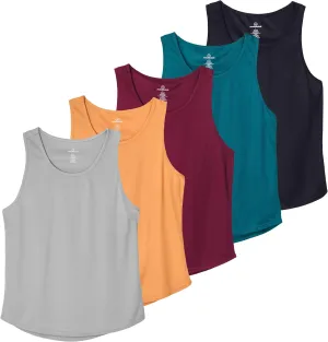 Real Essentials 5 Pack: Men's Mesh Y-Back Muscle Tank Top - Gym Workout & Bodybuilding Fitness (Available in Big & Tall)
