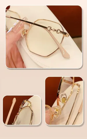 Retro Reading Glasses Blue Light Blocking Computer Readers Anti Eye Strain Presbyopic Glasses Flat Light Mirror (Color : Golden, Size :  0.00)