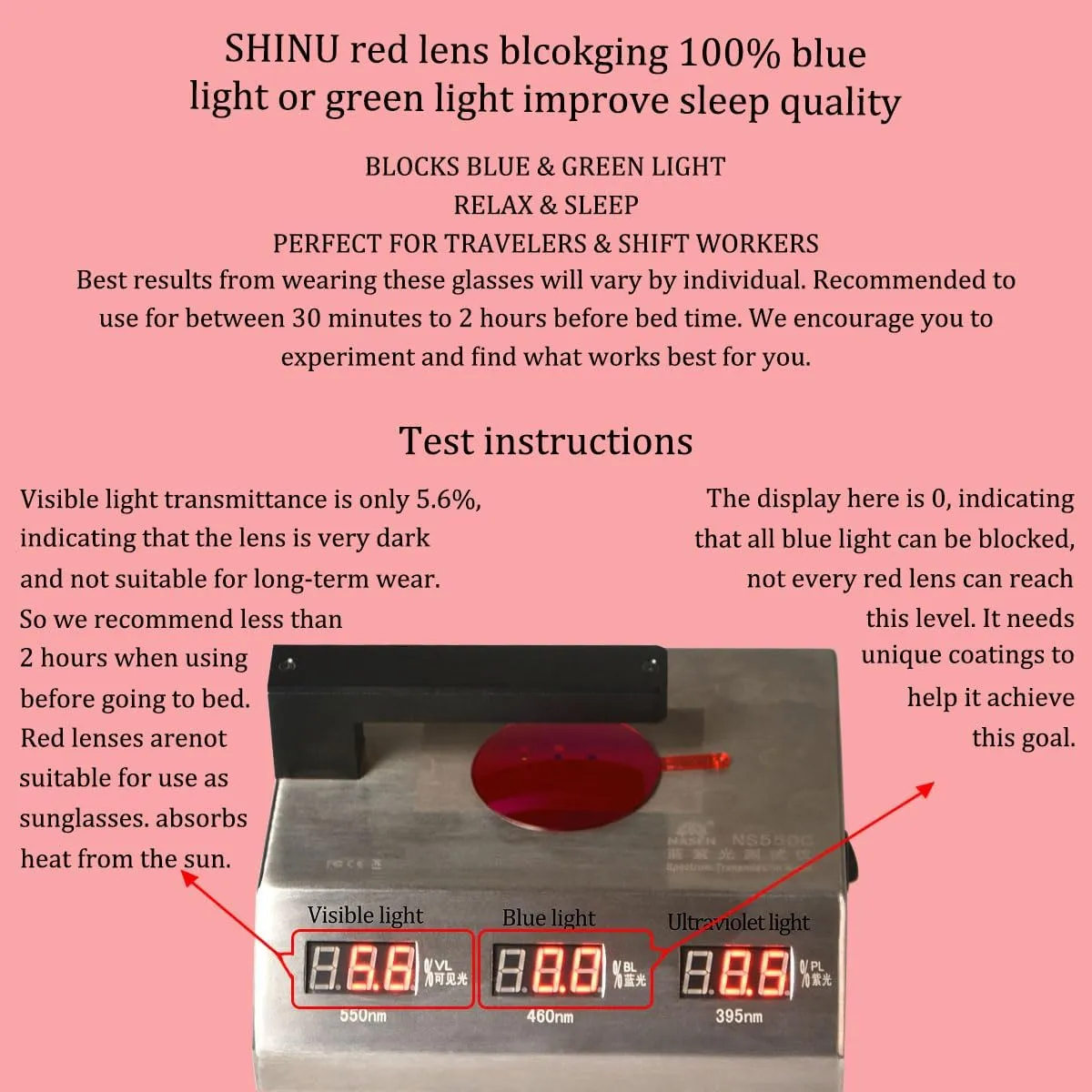 SHINU Red Glasses Blue Light Glasses for Better Sleep Blue Light Blocking Glasses Orange Lenses Tr90