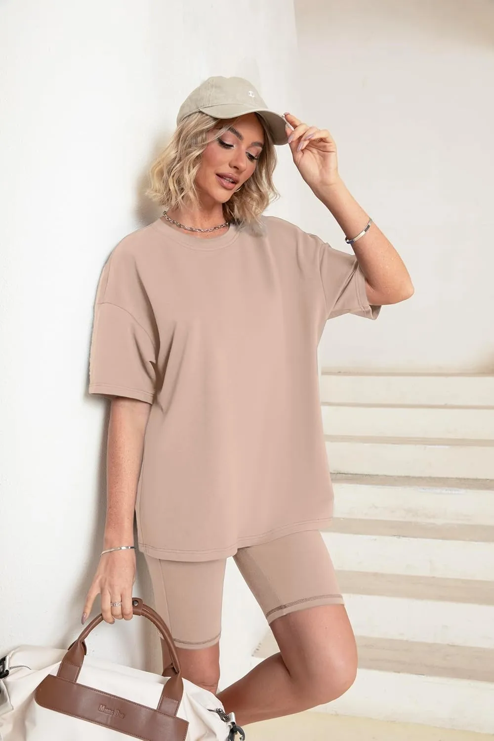 Simplee Womens Short Lounge Sets Workout Oversized Biker Outfits Matching Shirts Two Picec Summer Airport 2024 Tracksuit