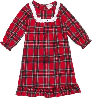 Sleepwear for Girls Pajamas Classic Long Sleeve Soft Flannel Holiday Plaid Nightgown (Toddler and Kids)