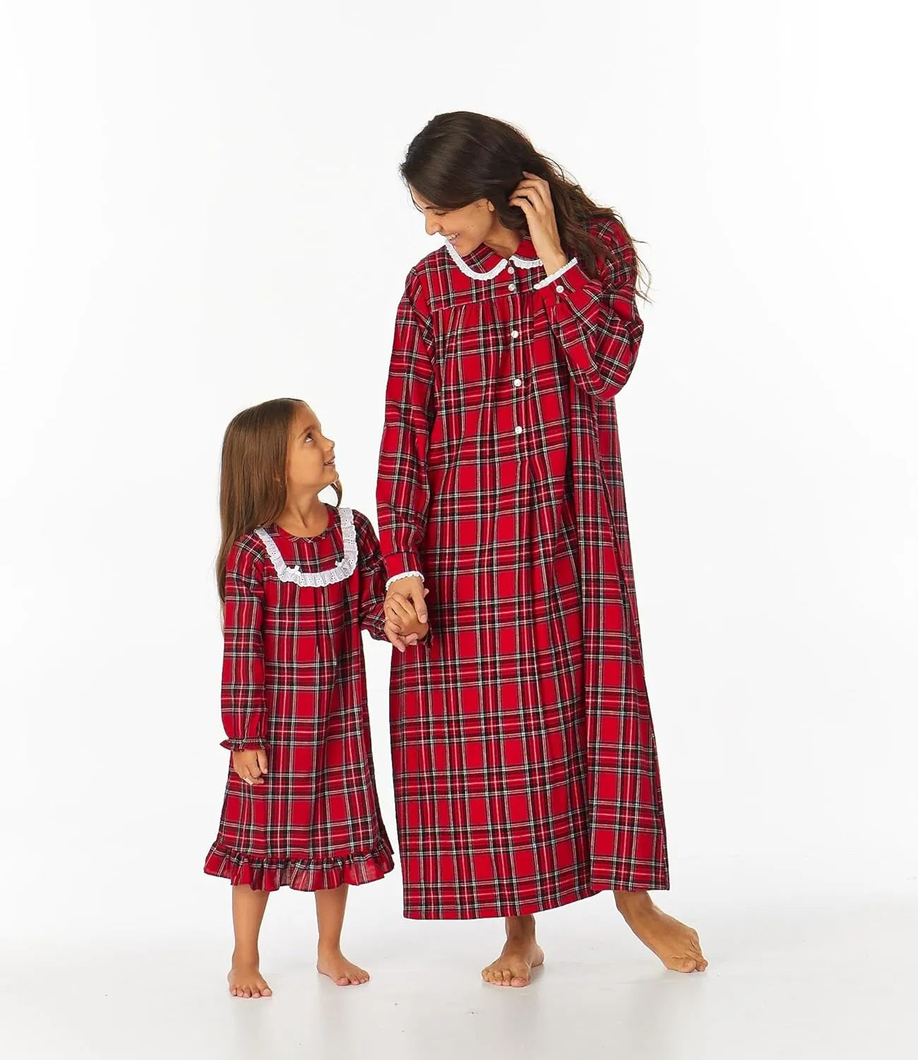 Sleepwear for Girls Pajamas Classic Long Sleeve Soft Flannel Holiday Plaid Nightgown (Toddler and Kids)
