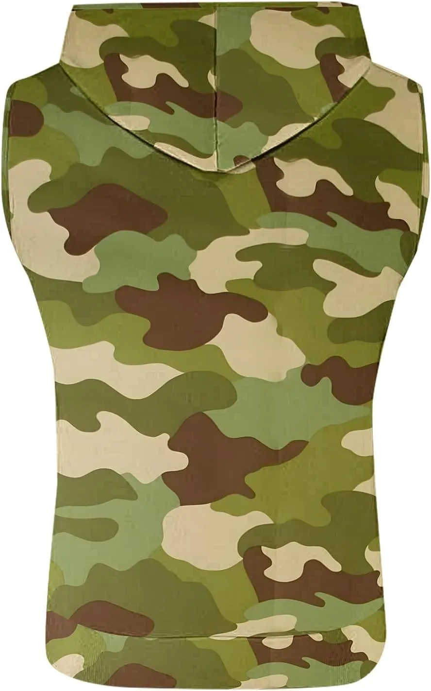 Sleeveless Hoodies for Men Camouflage Tank Tops Hooded with Kanga Pockets 2025 Summer Shirts Workout Gym Training Tee