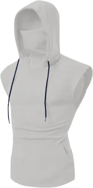 Sleeveless Hoodies for Men Mask Tank Tops Steampunk Hoodie Shirt with Bulit in Neck Gaiter Summer Gym Tee with Pocket