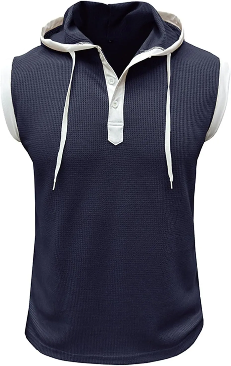 Sleeveless Hoodies for Men Waffle Tank Tops Hoodie Summer Muscle Gym Shirts Bodybuilding Casual Beach Hippie T Shirt