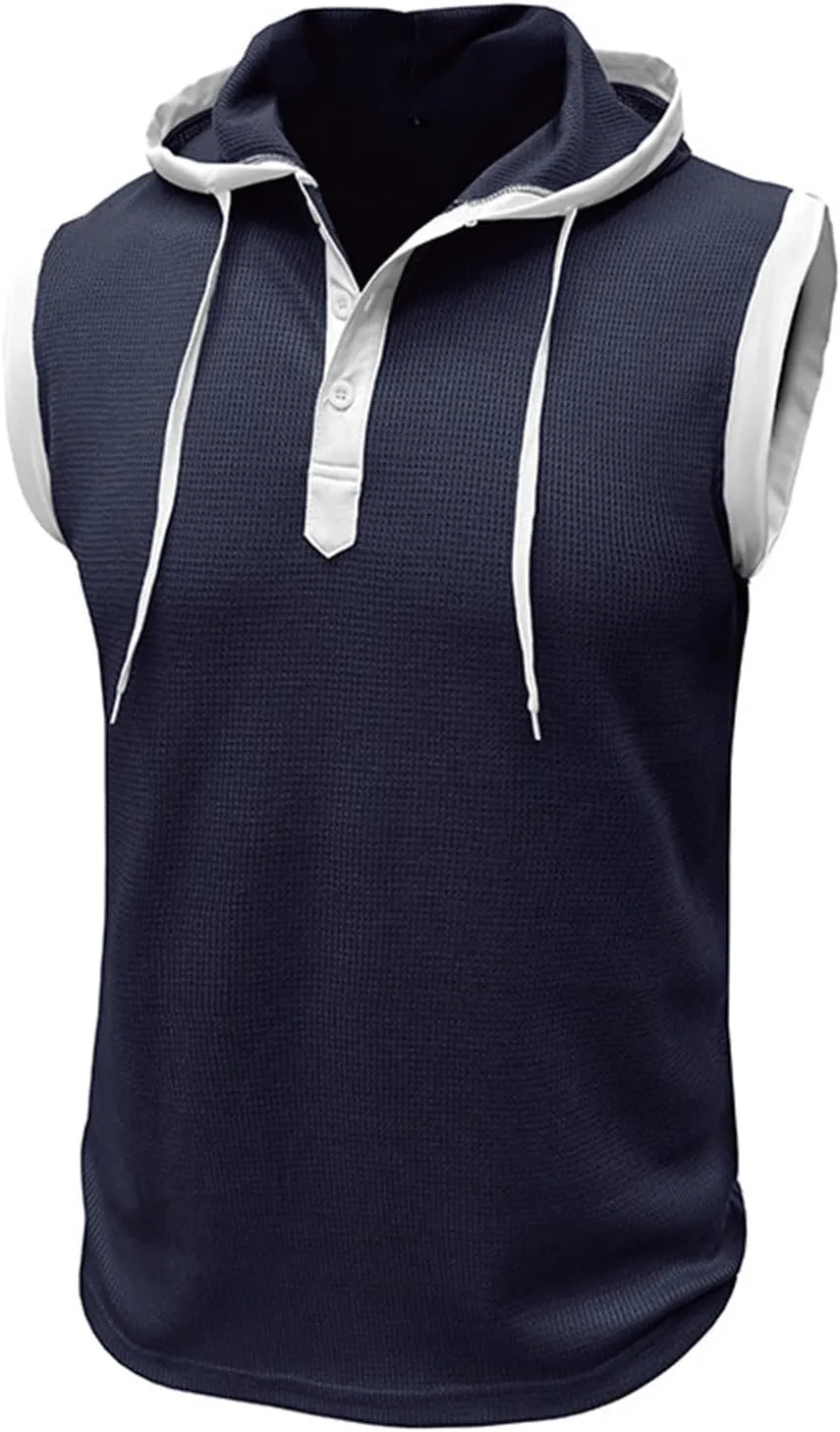 Sleeveless Hoodies for Men Waffle Tank Tops Hoodie Summer Muscle Gym Shirts Bodybuilding Casual Beach Hippie T Shirt
