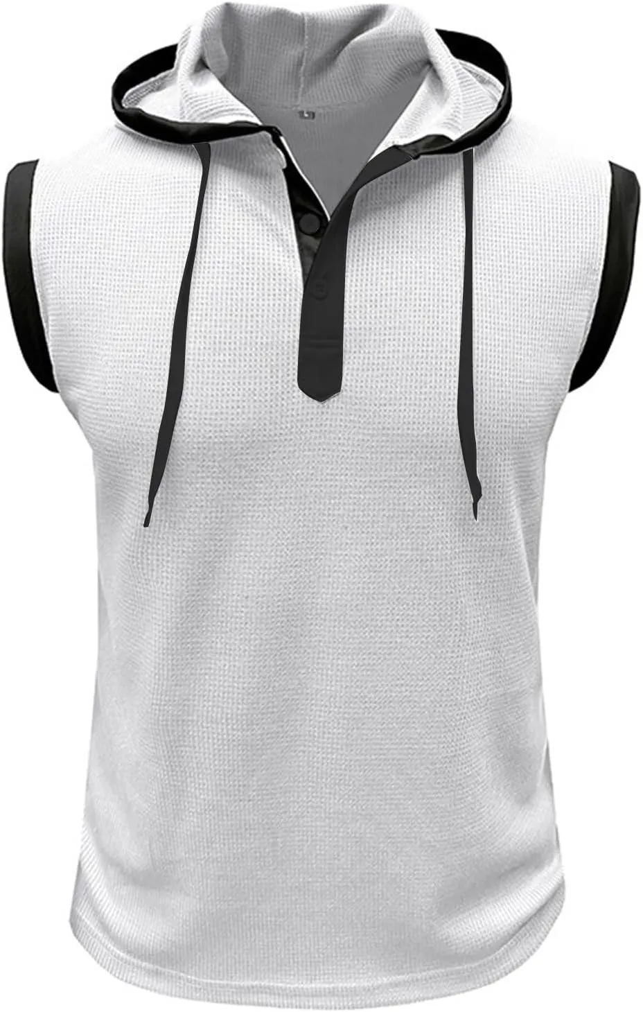 Sleeveless Hoodies for Men Waffle Tank Tops Hoodie Summer Muscle Gym Shirts Bodybuilding Casual Beach Hippie T Shirt