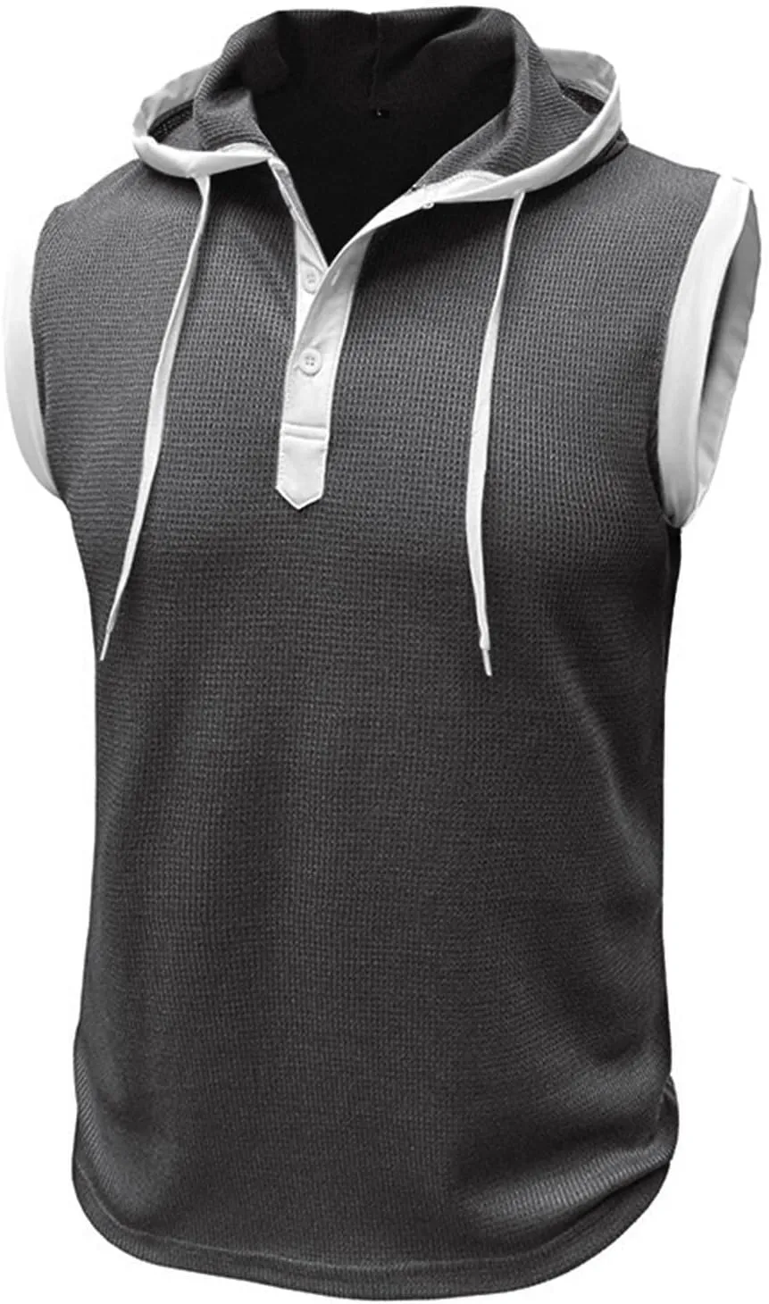 Sleeveless Hoodies for Men Waffle Tank Tops Hoodie Summer Muscle Gym Shirts Bodybuilding Casual Beach Hippie T Shirt