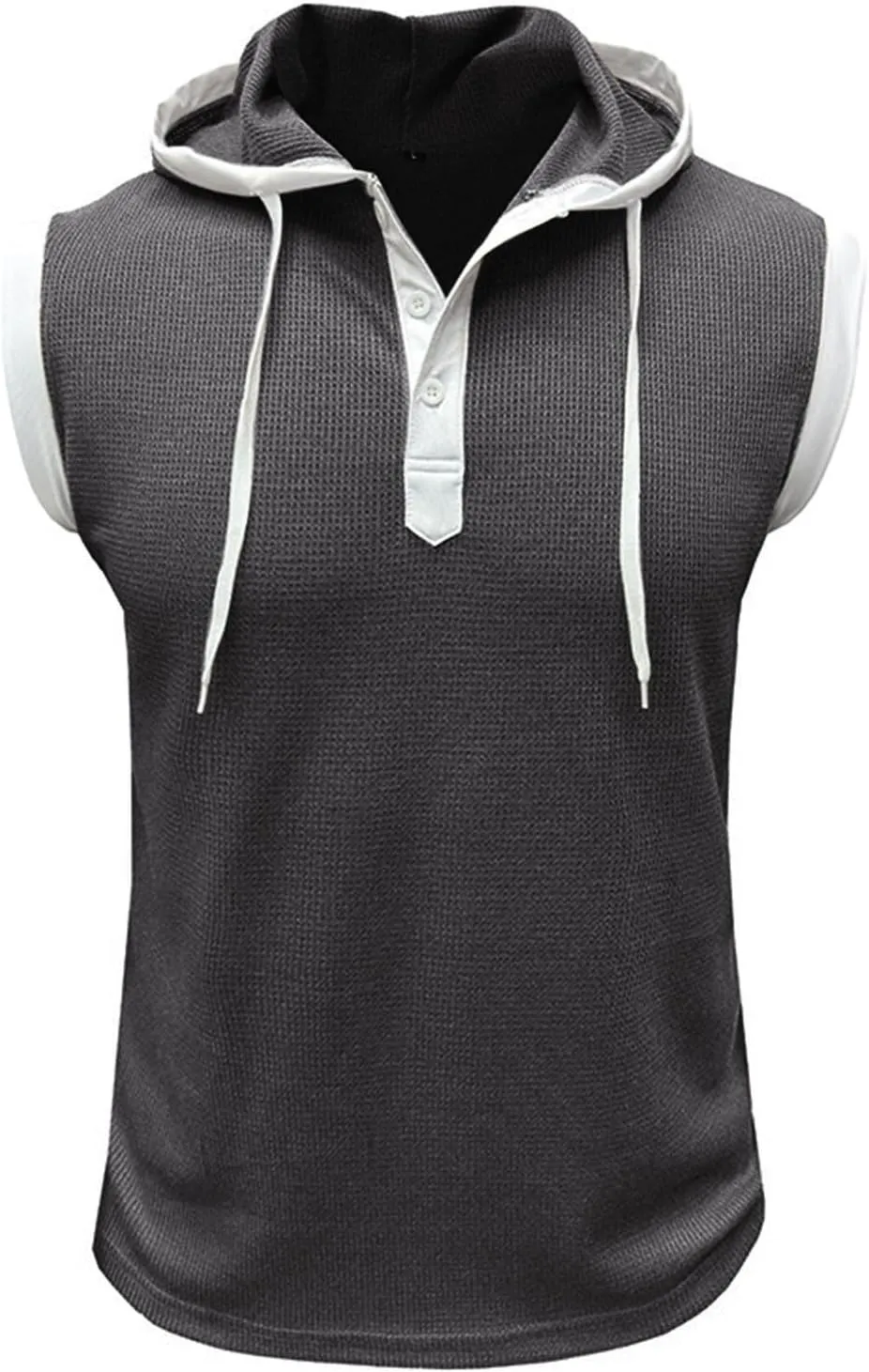 Sleeveless Hoodies for Men Waffle Tank Tops Hoodie Summer Muscle Gym Shirts Bodybuilding Casual Beach Hippie T Shirt