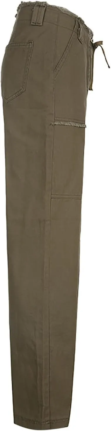 SMIDOW High Waist Stretch Cargo Pants for Women Relax Fit Straight Leg Pants Casual Combat Military Trousers Streetwear