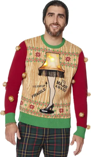 Spencer's A Christmas Story Light-Up Leg Lamp Ugly Christmas Sweater | Light-Up Christmas Sweater