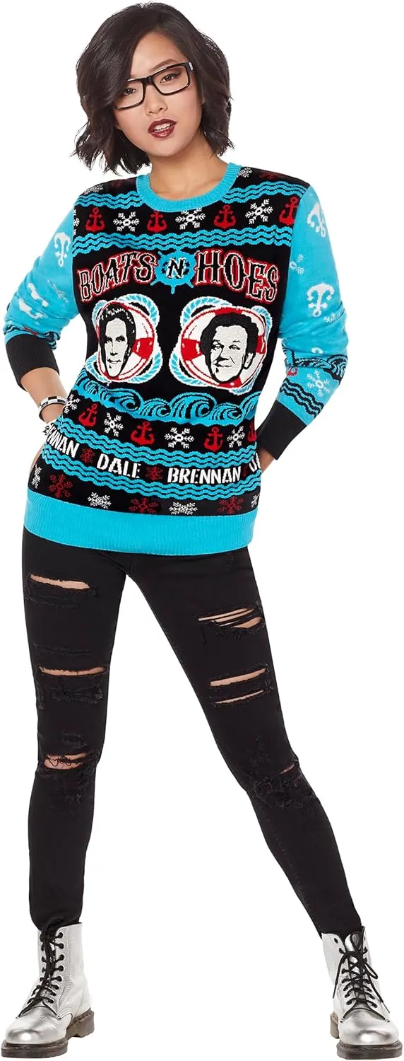 Spirit Halloween Light-Up Boats 'N Hoes Step Brothers Ugly Christmas Sweater | Light-Up Christmas Sweater