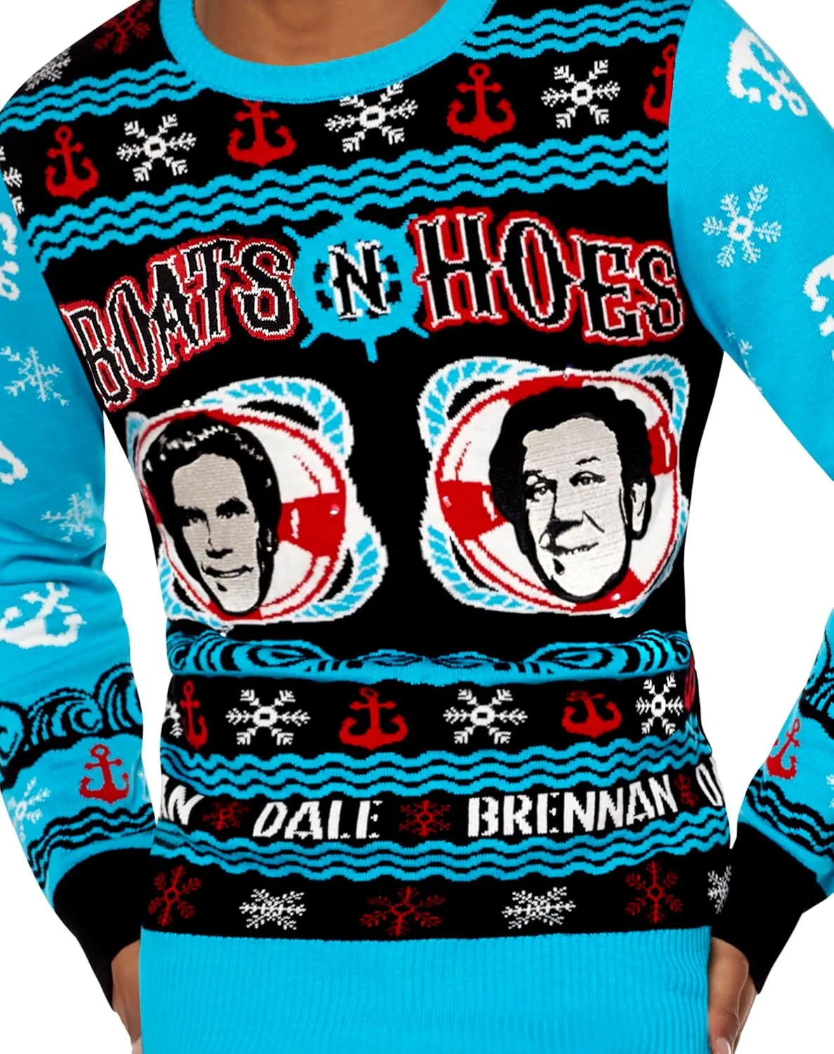 Spirit Halloween Light-Up Boats 'N Hoes Step Brothers Ugly Christmas Sweater | Light-Up Christmas Sweater