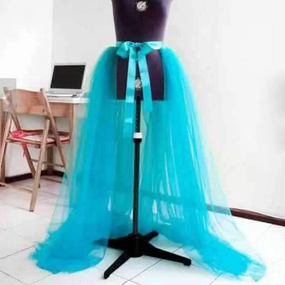 Springcmy Women Tulle Tutu Long Skirts Wedding Party Cocktail Prom Bandage Mesh Maxi Dress Overskirt Overlay Long Bridal