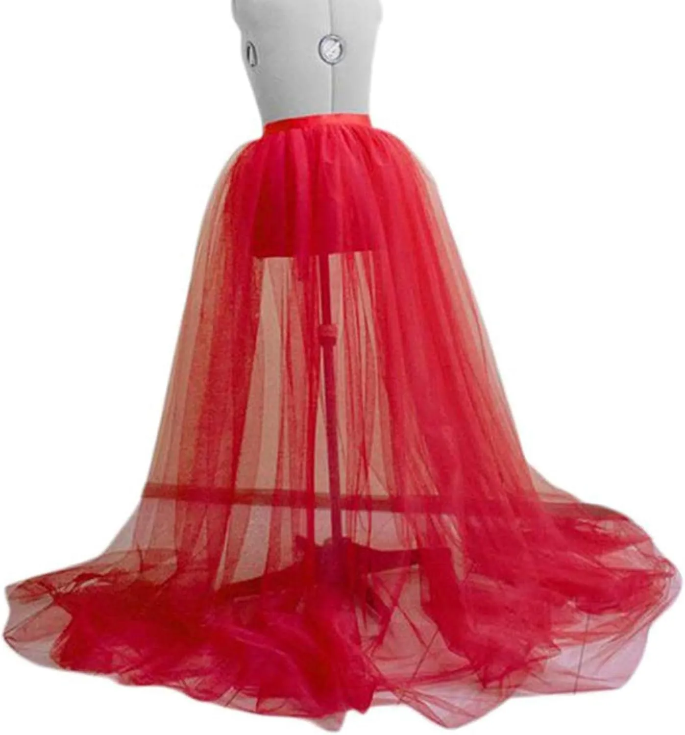 Springcmy Women Tulle Tutu Long Skirts Wedding Party Cocktail Prom Bandage Mesh Maxi Dress Overskirt Overlay Long Bridal