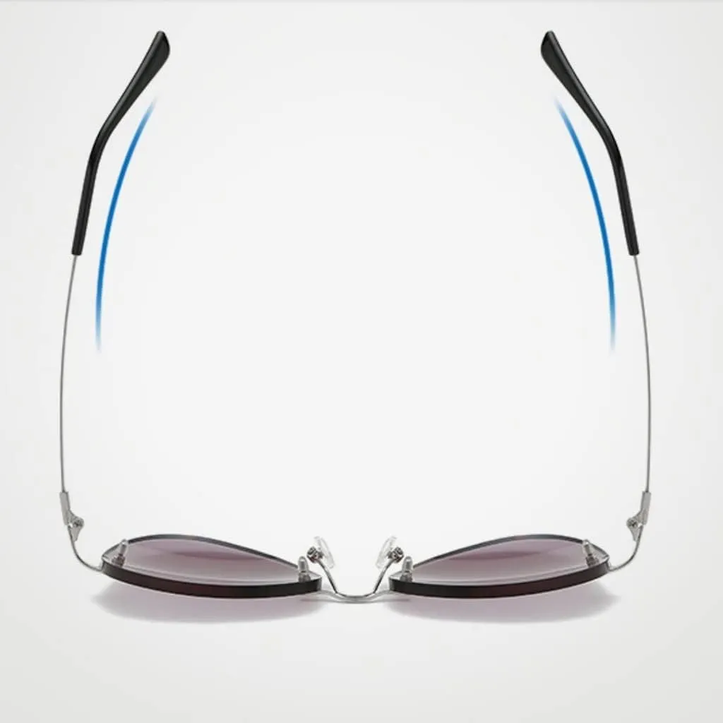 Sunglasses Rimless Ultra Light Titanium Sunglasses, Color Changing Blue Light Blocking Sunglasses, Unisex (Color : Gray, Size : 143mm)