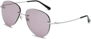 Sunglasses Rimless Ultra Light Titanium Sunglasses, Color Changing Blue Light Blocking Sunglasses, Unisex (Color : Gray, Size : 143mm)