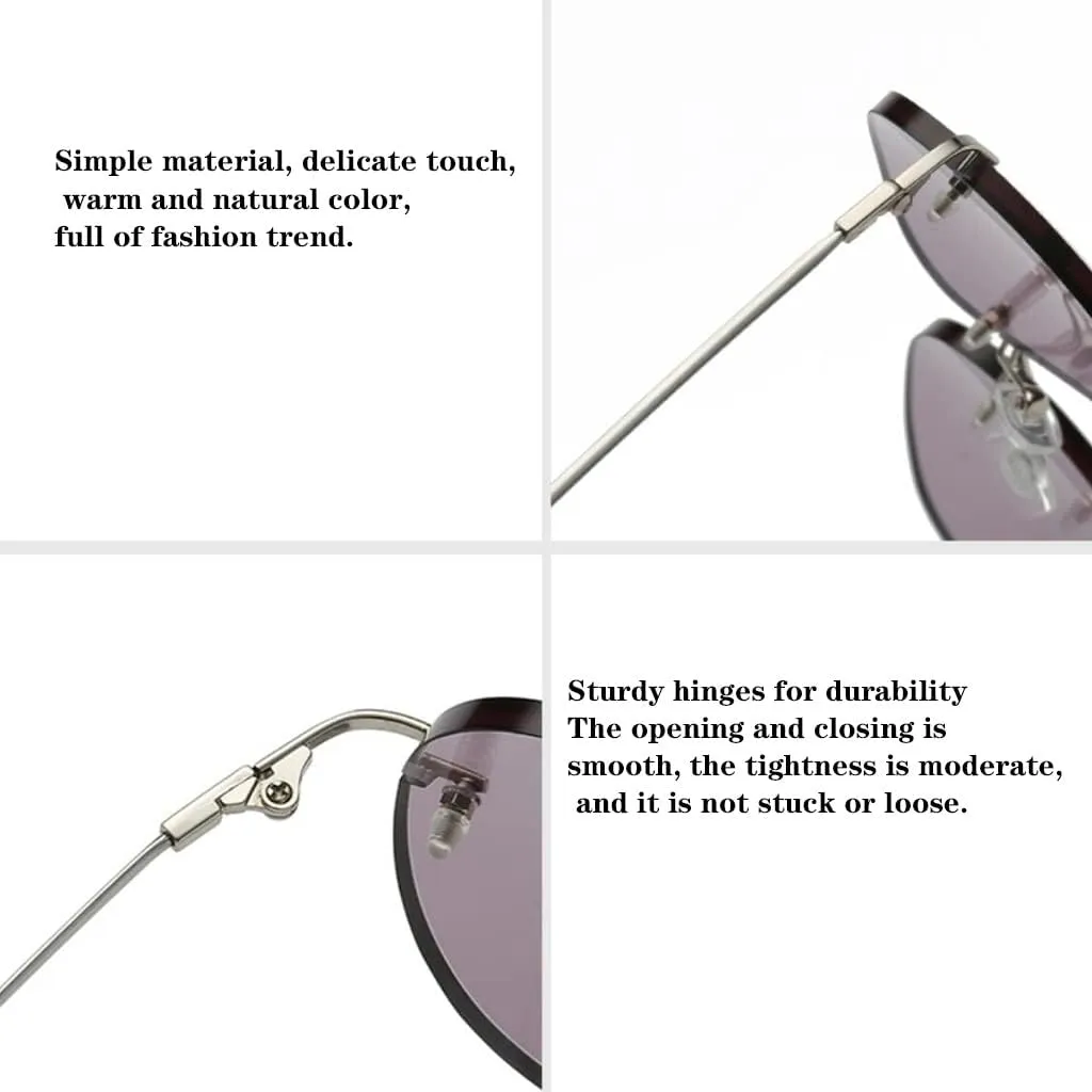 Sunglasses Rimless Ultra Light Titanium Sunglasses, Color Changing Blue Light Blocking Sunglasses, Unisex (Color : Gray, Size : 143mm)