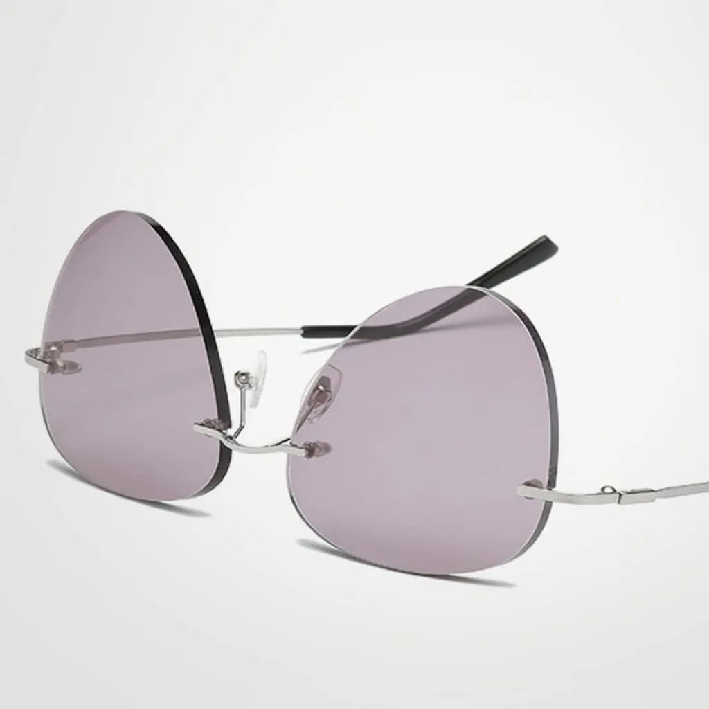 Sunglasses Rimless Ultra Light Titanium Sunglasses, Color Changing Blue Light Blocking Sunglasses, Unisex (Color : Gray, Size : 143mm)