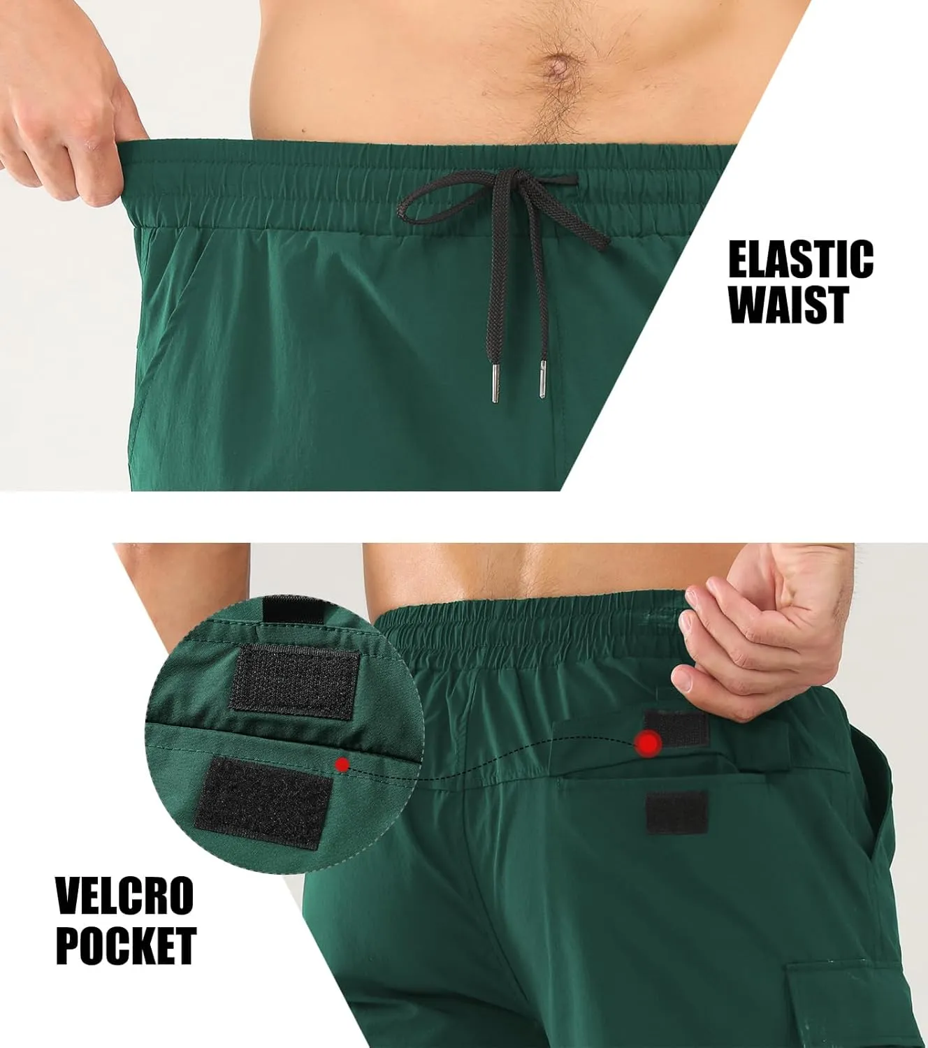 Surenow Men's Athletic Running Shorts Quick Dry Hiking Shorts Men Lightweight Sports Gym Shorts Workout Gym Short for Men