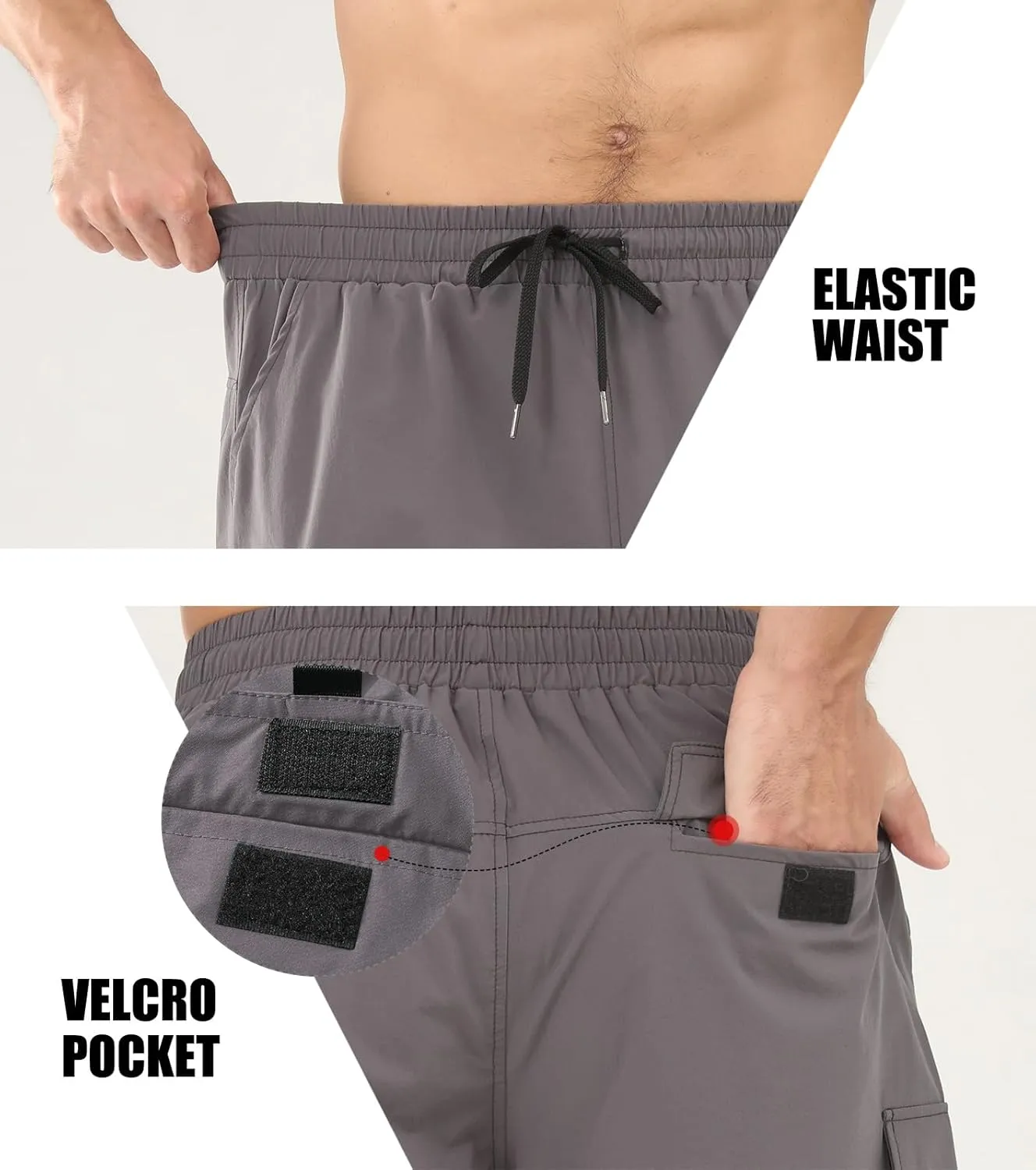 Surenow Men's Athletic Running Shorts Quick Dry Hiking Shorts Men Lightweight Sports Gym Shorts Workout Gym Short for Men