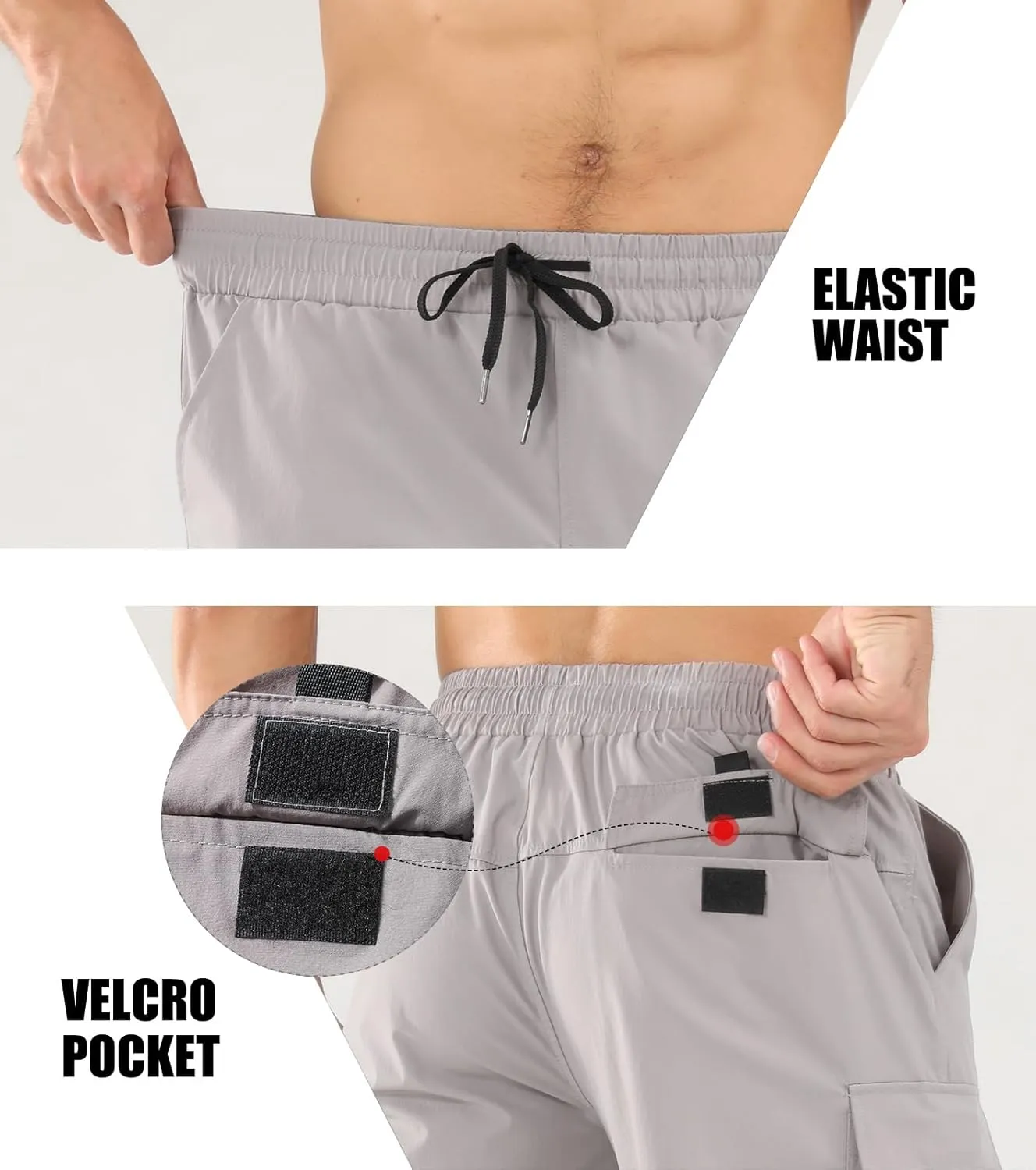 Surenow Men's Athletic Running Shorts Quick Dry Hiking Shorts Men Lightweight Sports Gym Shorts Workout Gym Short for Men