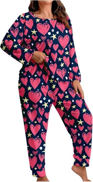 TANGNADE Pjs Sets for Women Plus Size Lounge Sets Travel Clothes Matching Sets Comfy Sleepwear Long Sleeve Loungewear