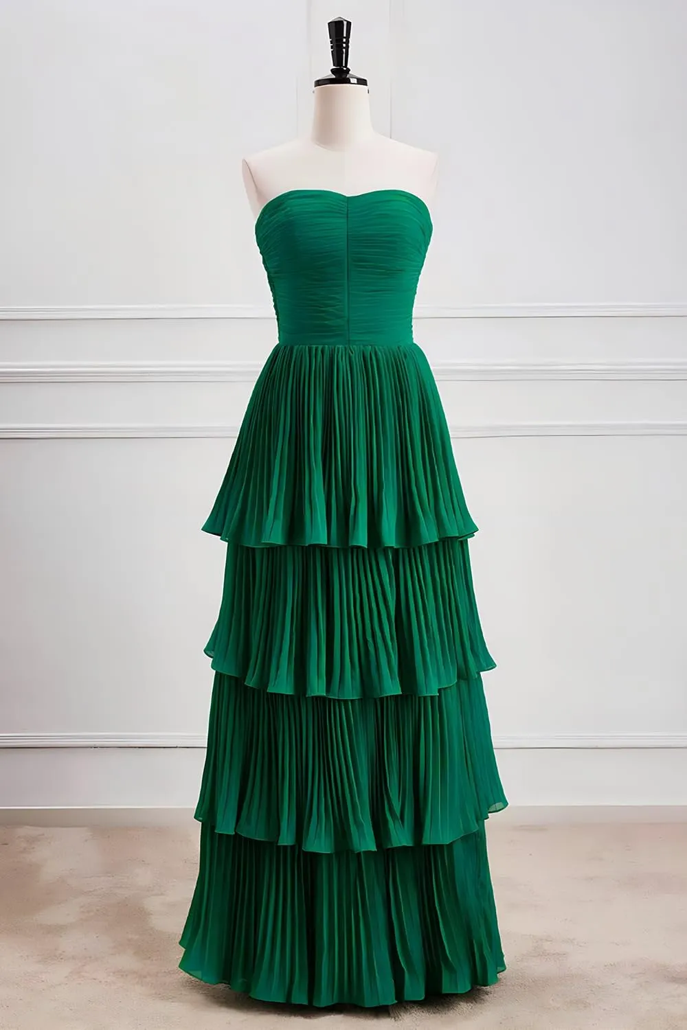 Tiered Strapless Prom Dresses for Women 2025 Modest Ruffle Chiffon Off The Shoulder Long Formal Cocktail Dresses