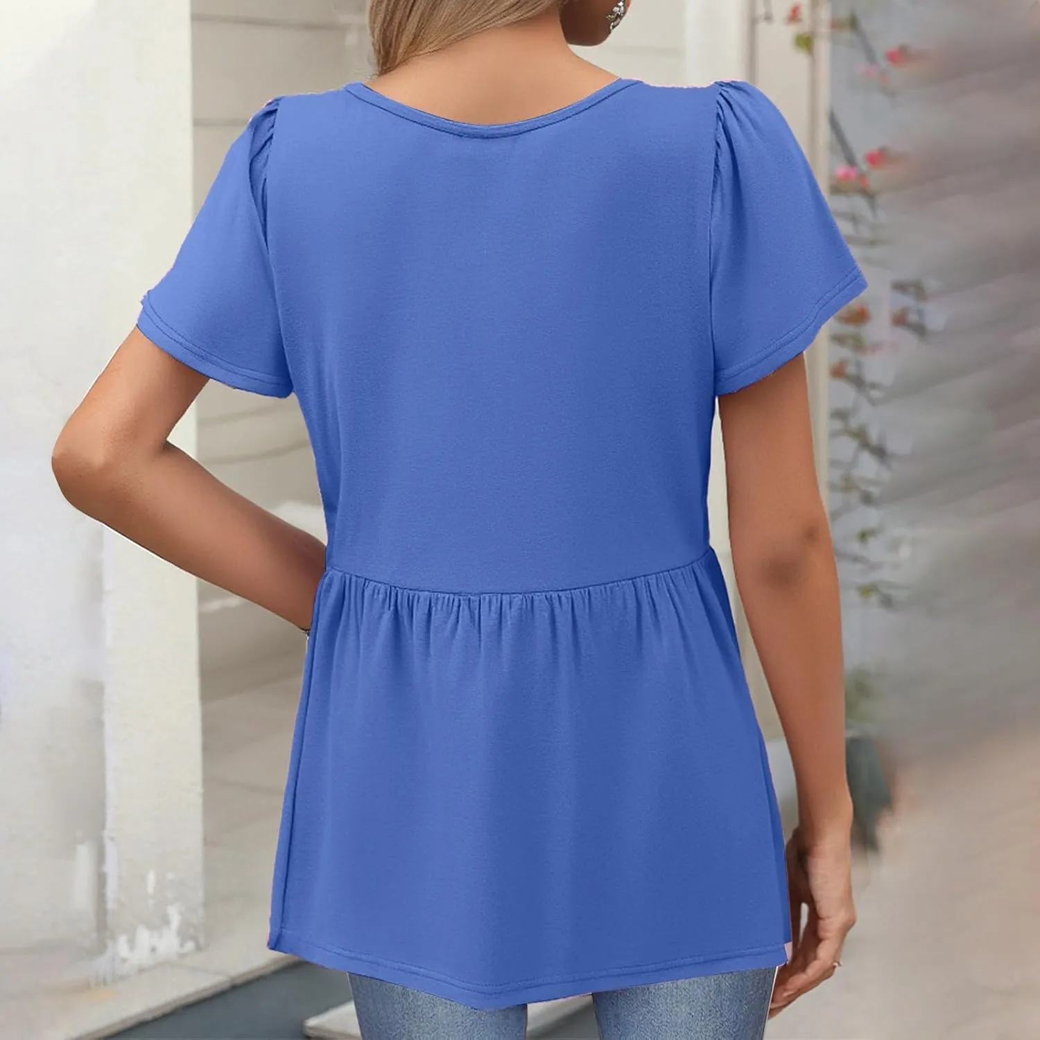 Tunic Tops for Women Loose Fit Dressy Cute Pleated Baby Doll Tops Flow Swing Beach Peplum Blouses