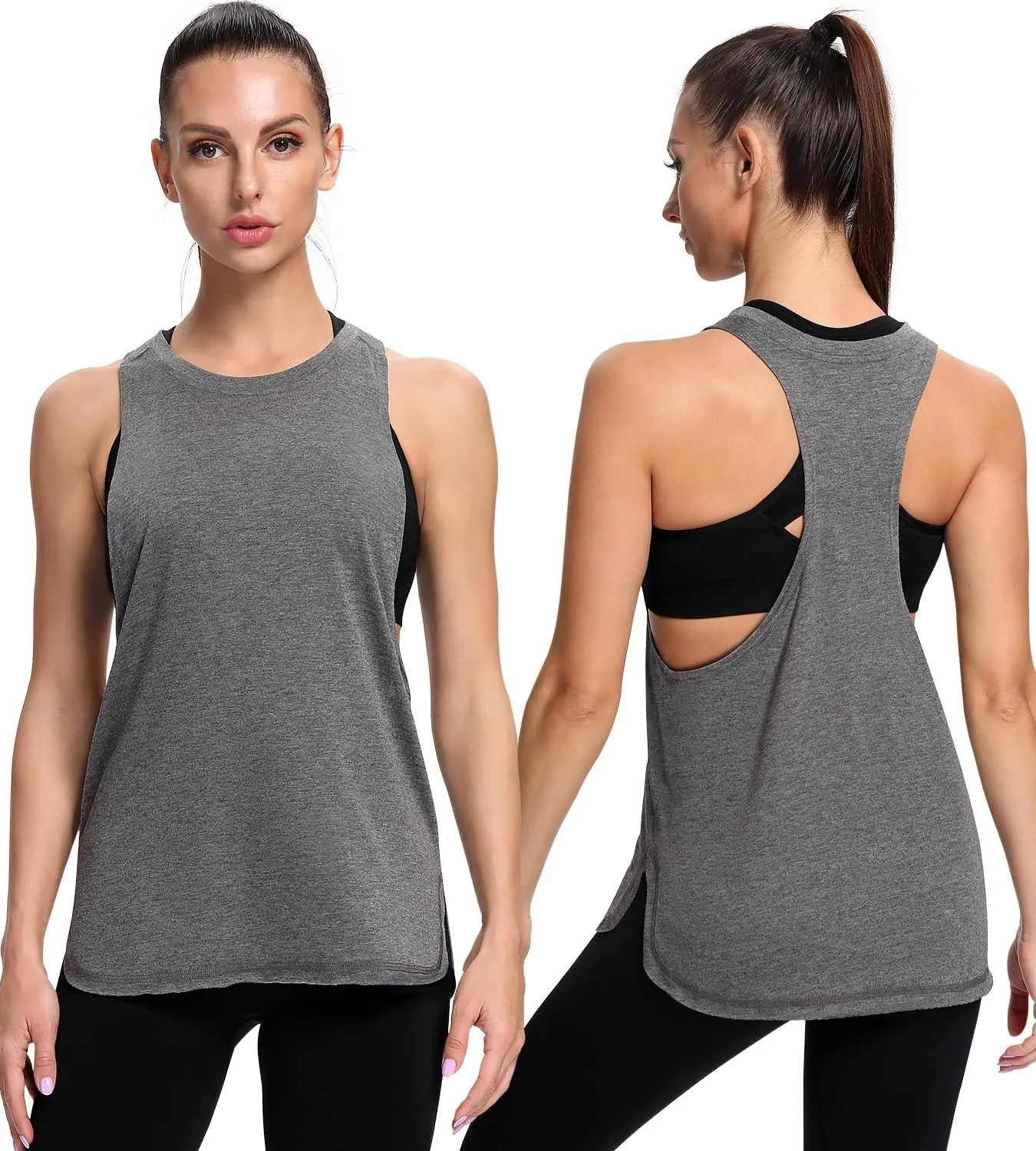Ullnoy Workout Tank Tops for Women Running Muscle Tanks Sleeveless Loose Fit Gym Yoga Sport Shirts 3-5 Pack
