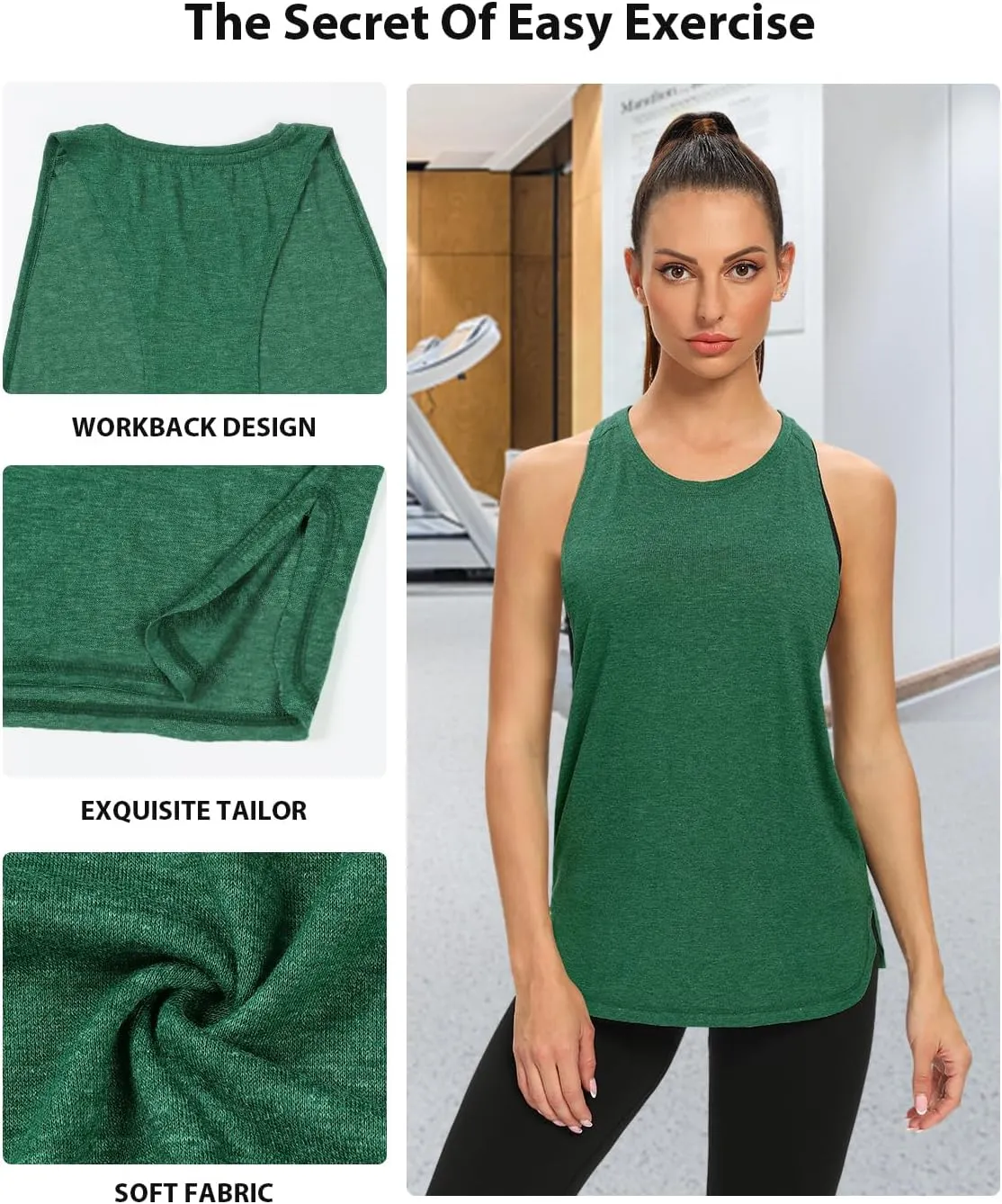 Ullnoy Workout Tank Tops for Women Running Muscle Tanks Sleeveless Loose Fit Gym Yoga Sport Shirts 3-5 Pack