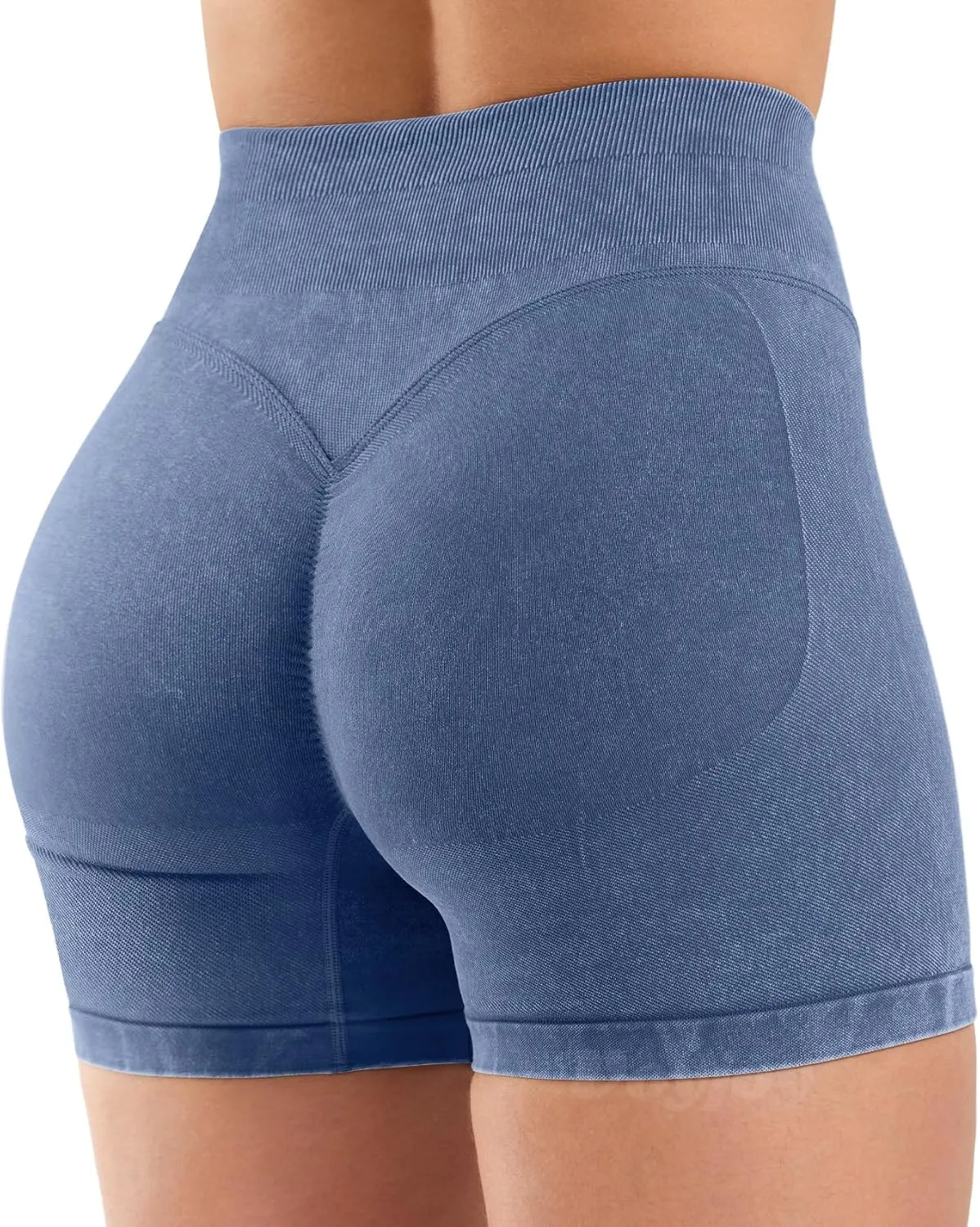 VOYJOY Women Sandwashed Impact Shorts High Waist Scrunch Butt Lifting Gym Biker Shorts Workout Gym