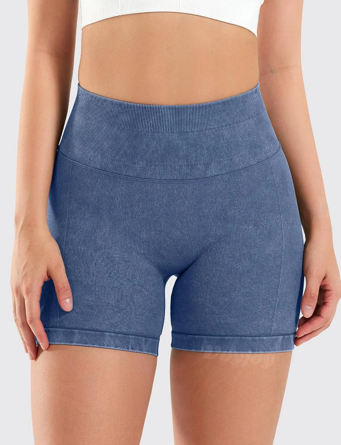 VOYJOY Women Sandwashed Impact Shorts High Waist Scrunch Butt Lifting Gym Biker Shorts Workout Gym