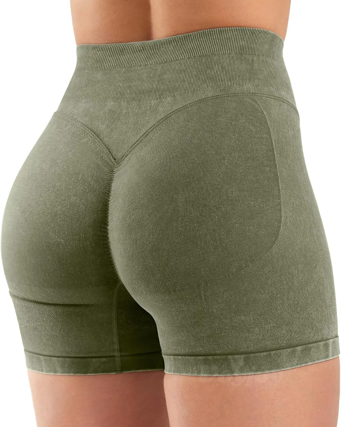 VOYJOY Women Sandwashed Impact Shorts High Waist Scrunch Butt Lifting Gym Biker Shorts Workout Gym
