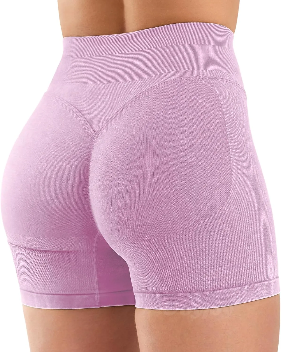 VOYJOY Women Sandwashed Impact Shorts High Waist Scrunch Butt Lifting Gym Biker Shorts Workout Gym
