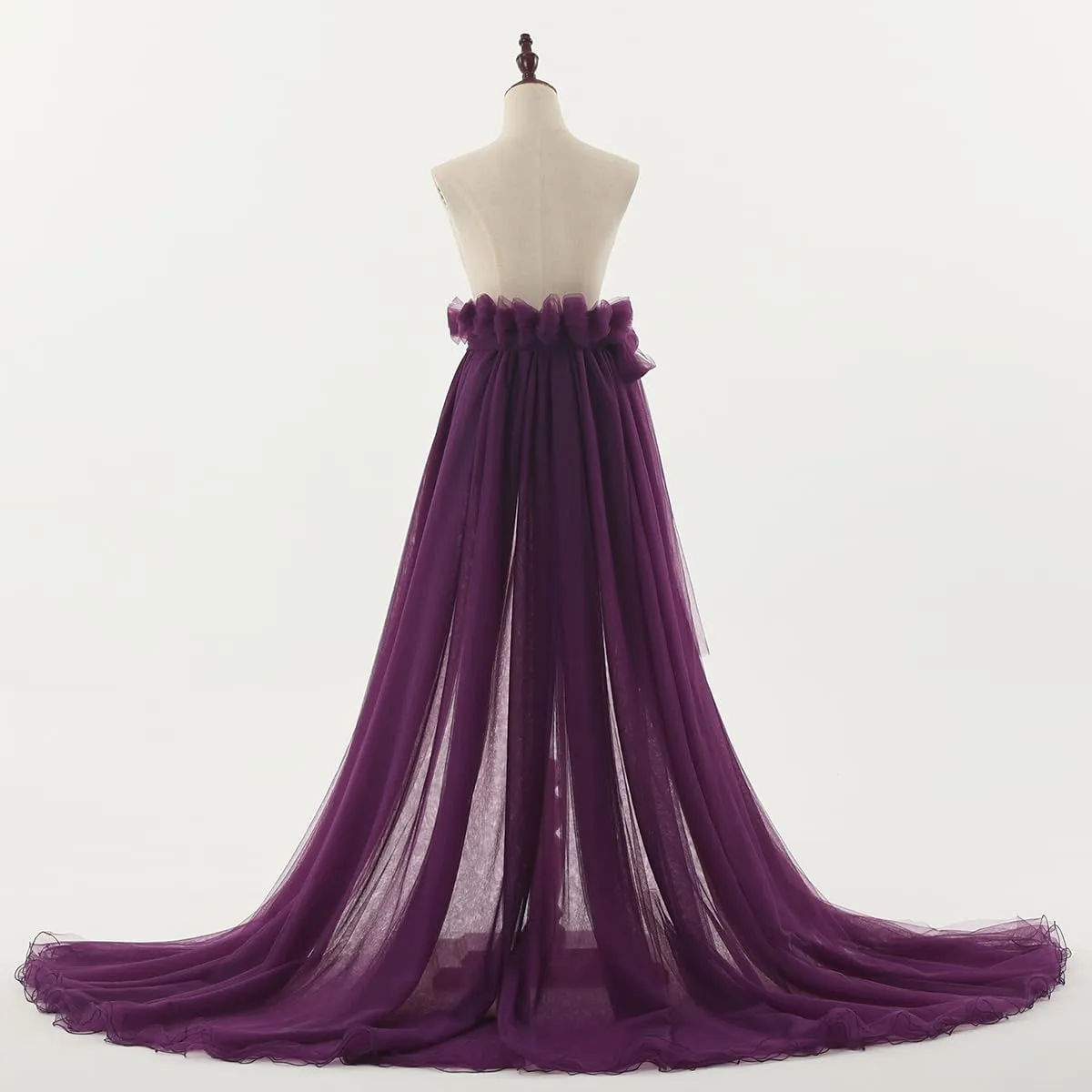 Women 5-Layers Tulle Tutu Long Train Skirts Wedding Party Cocktail Prom Bandage Mesh Maxi Dress