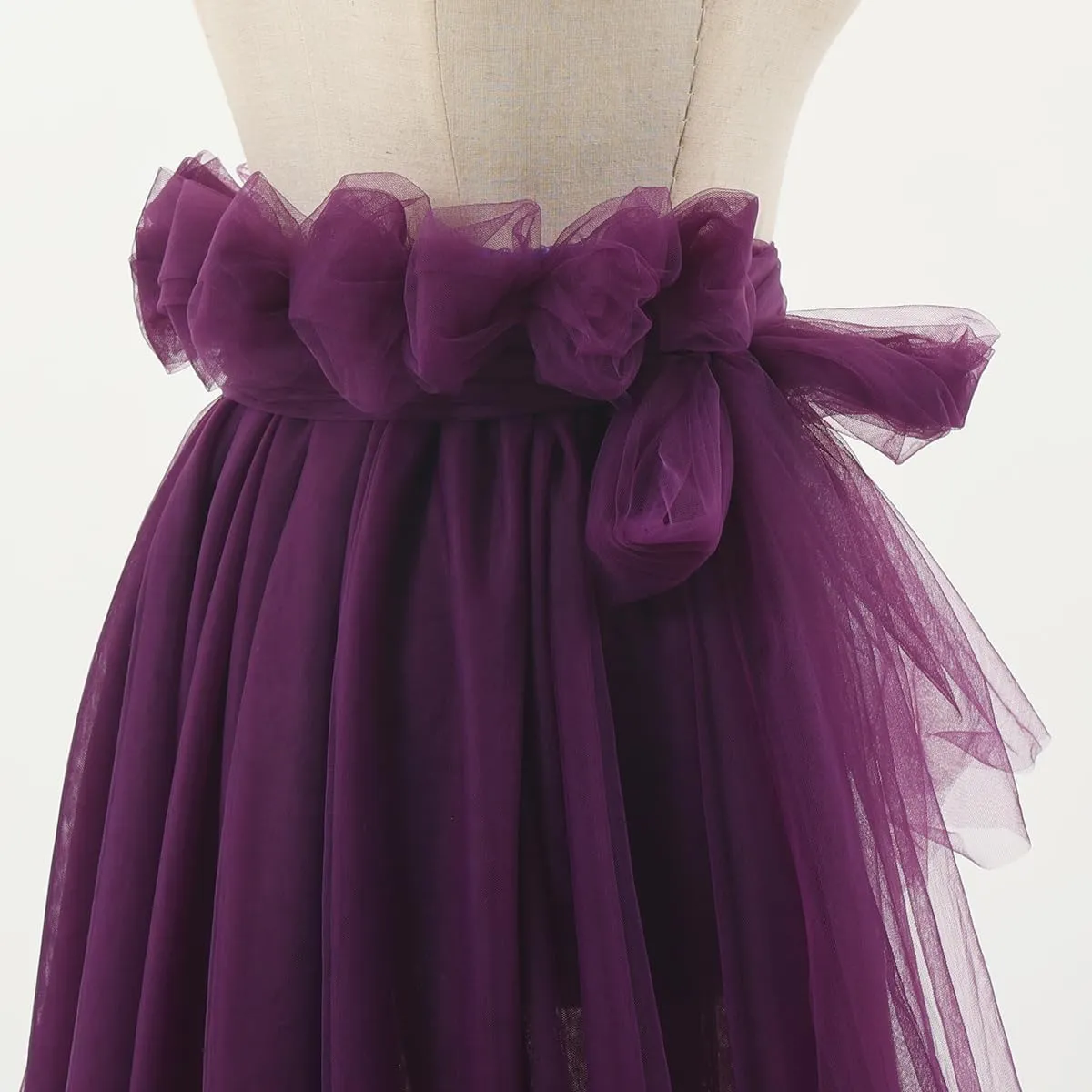Women 5-Layers Tulle Tutu Long Train Skirts Wedding Party Cocktail Prom Bandage Mesh Maxi Dress