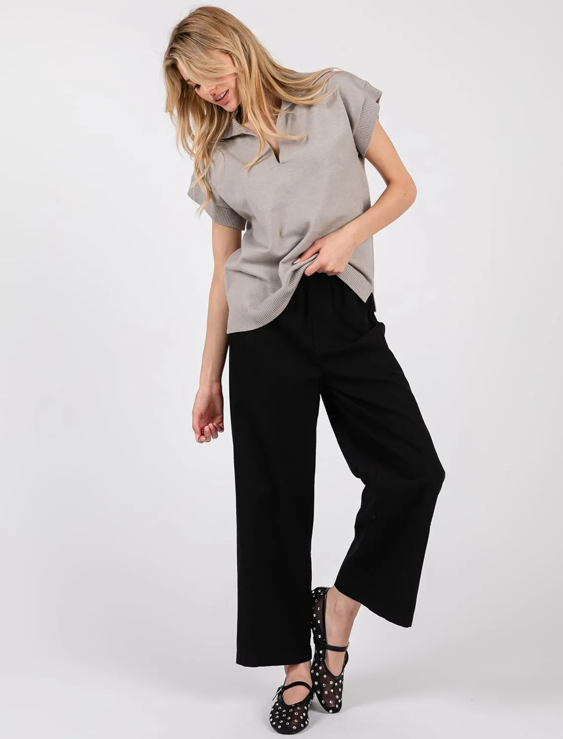 Women's Casual Cotton Linen Pants - Elastic Waist Relax Fit Lantern Trousers for Summer and Fall