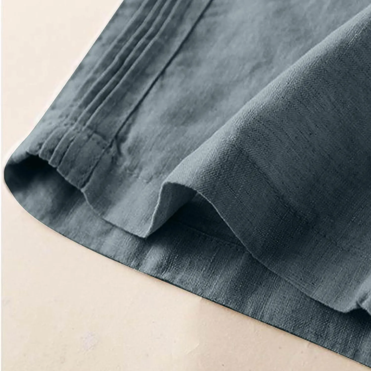 Women's Casual Cotton Linen Pants Lightweight Elastic Waist Long Pants Relax Fit Straight Leg Lounge Trousers Pocket