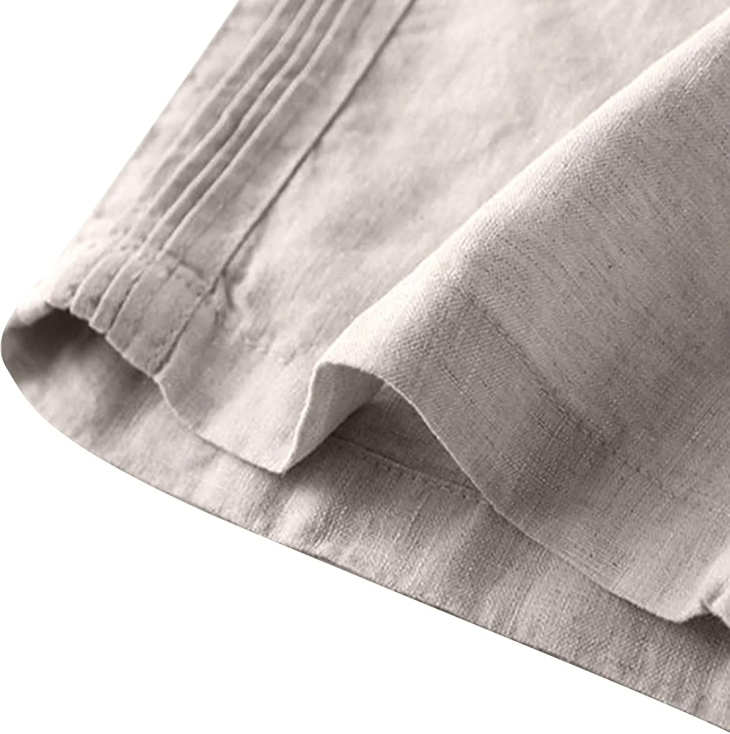 Women's Casual Cotton Linen Pants Lightweight Elastic Waist Long Pants Relax Fit Straight Leg Lounge Trousers Pocket