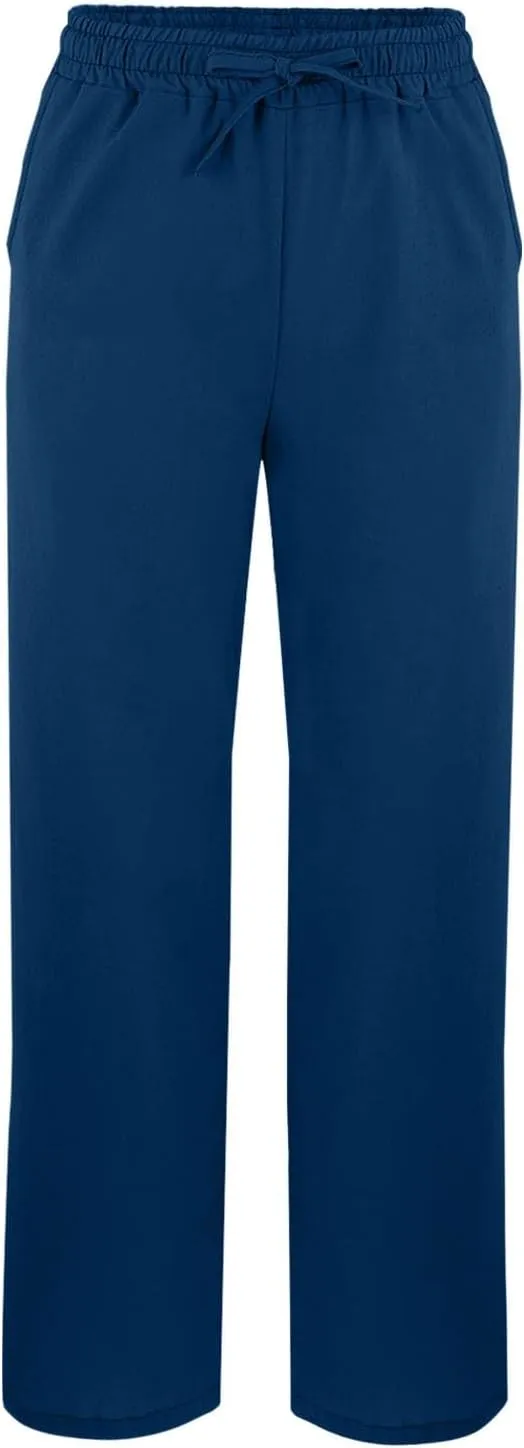 Womens Casual Cotton Linen Pants Lightweight Summer Relax Fit Elastic Waist Plus Size Solid Lounge Long Trousers