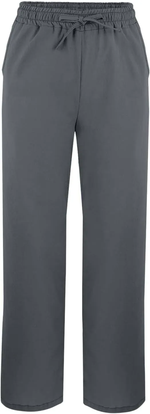 Womens Casual Cotton Linen Pants Lightweight Summer Relax Fit Elastic Waist Plus Size Solid Lounge Long Trousers