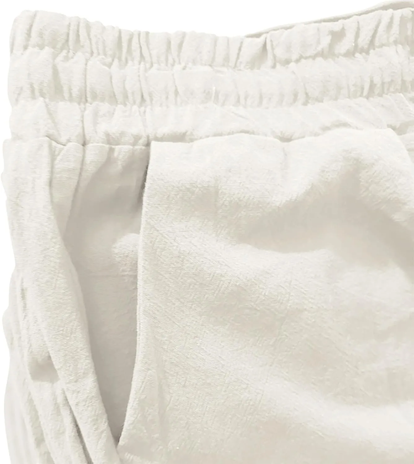 Womens Casual Cotton Linen Pants Lightweight Summer Relax Fit Elastic Waist Plus Size Solid Lounge Long Trousers
