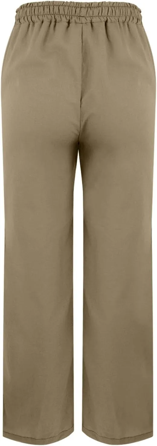 Womens Casual Cotton Linen Pants Lightweight Summer Relax Fit Elastic Waist Plus Size Solid Lounge Long Trousers