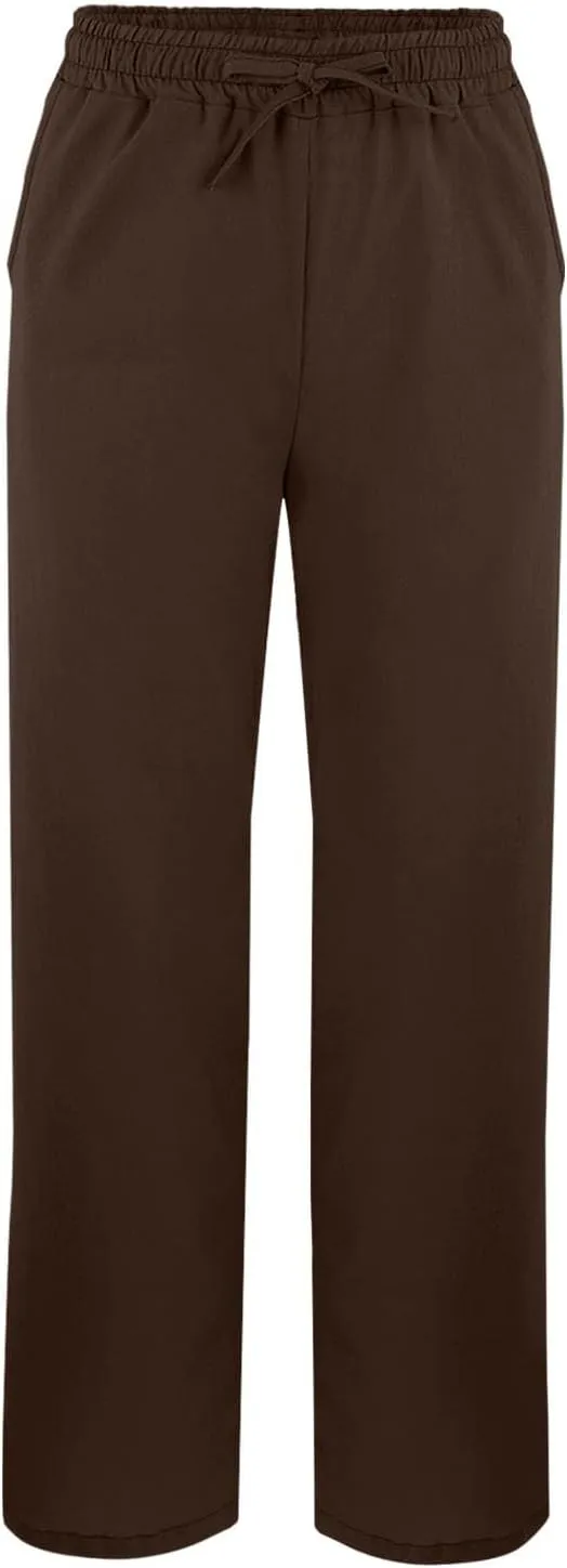 Womens Casual Cotton Linen Pants Lightweight Summer Relax Fit Elastic Waist Plus Size Solid Lounge Long Trousers