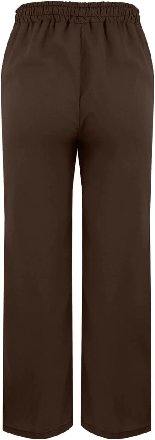 Womens Casual Cotton Linen Pants Lightweight Summer Relax Fit Elastic Waist Plus Size Solid Lounge Long Trousers