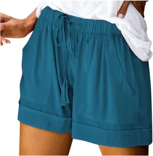 Women's Drawstring Shorts Summer Casual Comfy Shorts Elastic Waist Baggy Shorts with Pocket Trendy Cute Short Pants